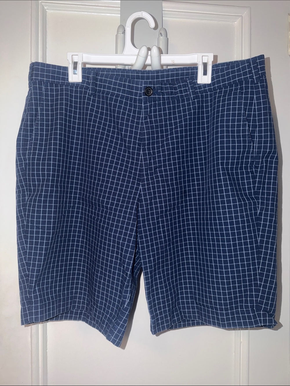 Brooks Brothers Blue Check Windowpane Cotton Chino Shorts